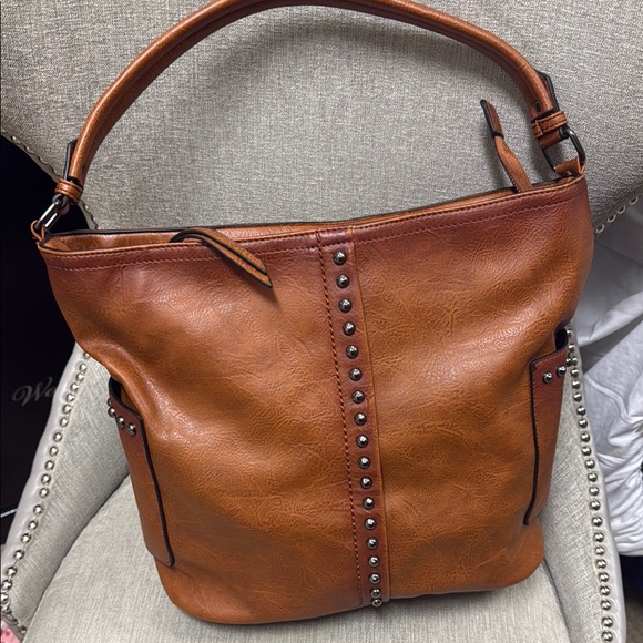 Sam & Hadley Brown Studded Women's Bag - Picture 1 of 5